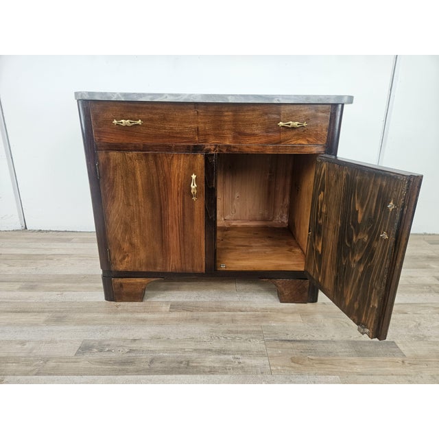 Art Deco Sideboard in Mahogany Feather with Marble Top and Brass Handles, 1940 For Sale - Image 12 of 18
