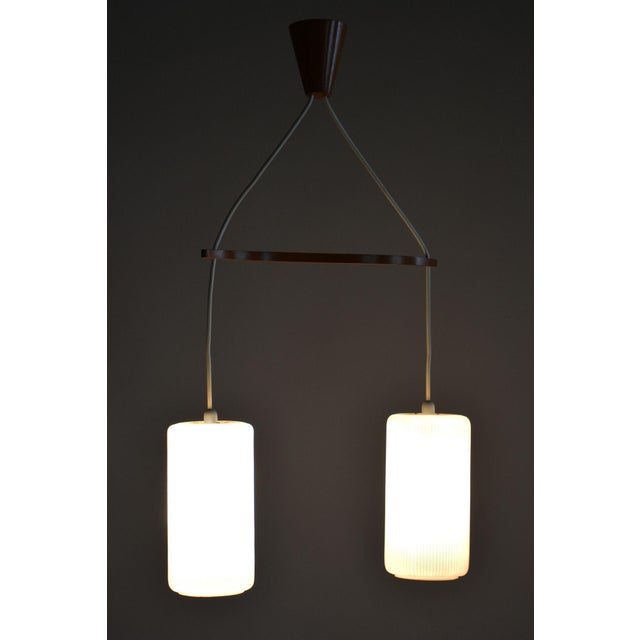 Brown Mid-Century Chandelier in Beech and Glass from Dřevo Humpolec, Czech, 1950s For Sale - Image 8 of 11
