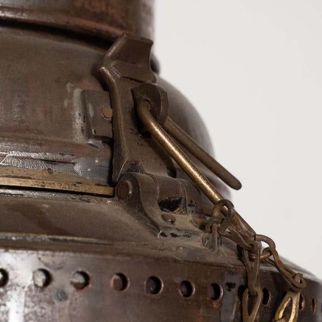 Bronze Vintage Retrofitted Kerosene Lantern For Sale - Image 8 of 12