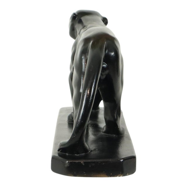 Art Deco French Panther Sculpture in Black Lacquered Plaster, 1920s For Sale - Image 3 of 18