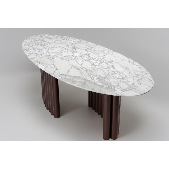 Beige Cantus Sculptural Dining Table in Arabescato Marble by Nicola DI Froscia For Sale - Image 8 of 8