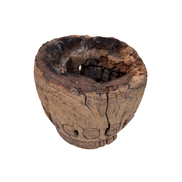 Primitive Elmwood Cart Wheel For Sale - Image 4 of 5