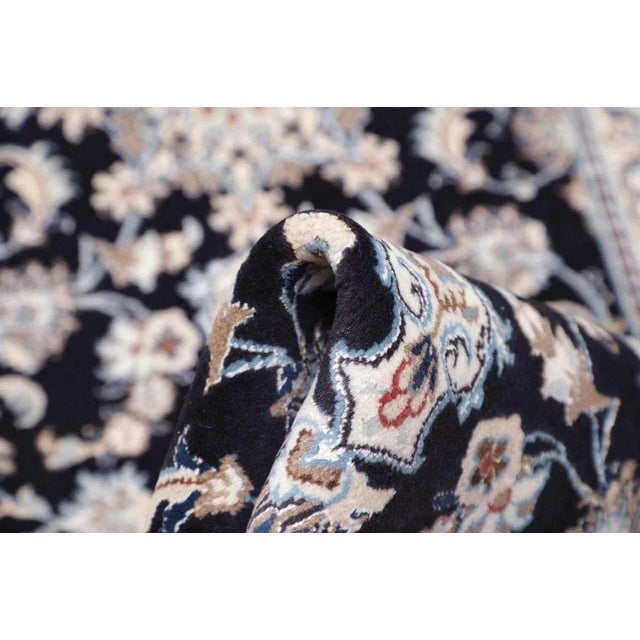 Blue Hand-Knotted Nain Rug with Floral Pattern For Sale - Image 8 of 11