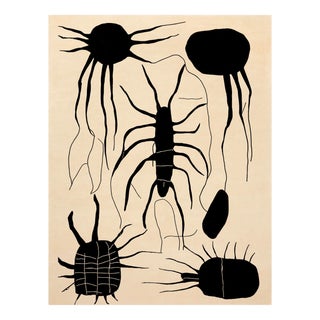 Modern Black and White Rectangular Insectu Rug by Tapis Studio for Hommés Studio For Sale