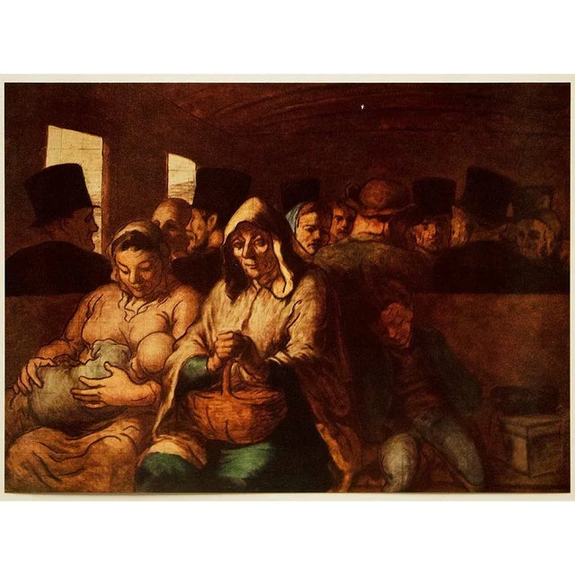 Brick Red 1955 After Honore Daumier "The Third Class Carriage", Vintage Full-Color Print For Sale - Image 8 of 8