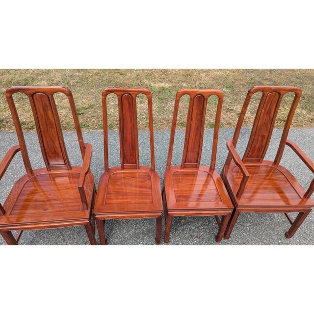 Brown Chinoiserie Asian-Style Rosewood Dining Chair Set of 8 For Sale - Image 8 of 18