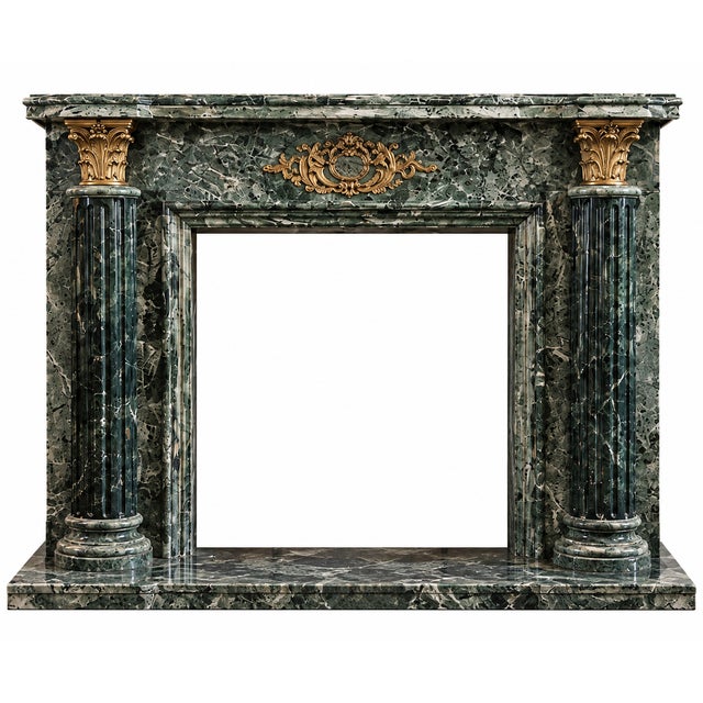 Fireplace in Green Alpine Marble, 1940s, in Flawless conditions. Designed 1890 to 1919