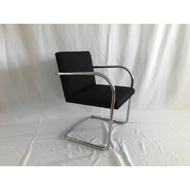 Knoll Knoll Studios Ludwig Mies Van Der Rohe's Brno Tubular Chair Original Charcoal Fabric For Sale - Image 4 of 8