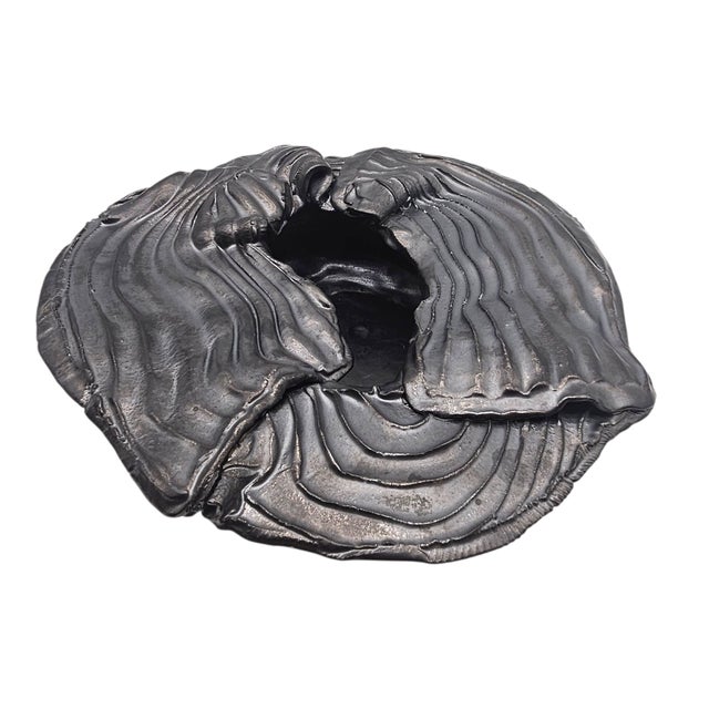 Late 20th Century American Studio Pottery Ikebana Vessel Graphite Gray For Sale - Image 4 of 10
