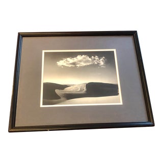 Black and White Photograph Desert Dune and Cloud Scene, Matted and Framed For Sale