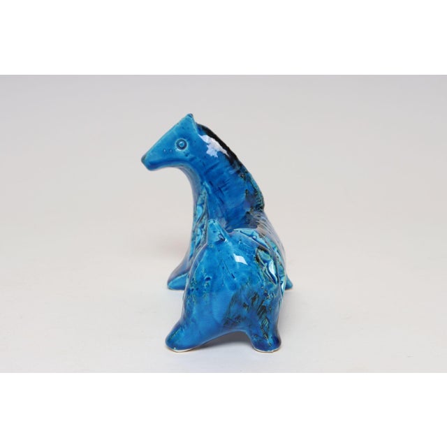 Bitossi Italian Bitossi Rimini Blu Ceramic Horse by Aldo Londi for Flavia Ceramiche For Sale - Image 4 of 13