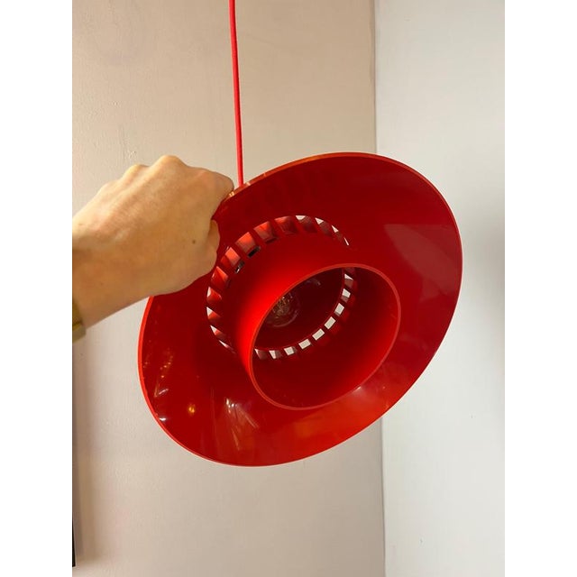 Solar Pendant Lamp in Red Plastic by Svend Middelboe for Nordisk For Sale - Image 3 of 11