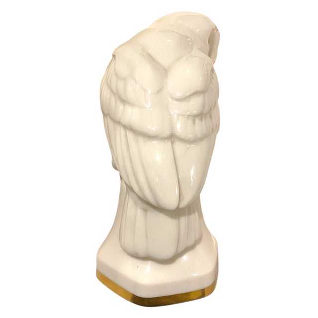 Art Deco Antique Hutschenreuther Porcelain Owl Figurine Art Deco Germany Fritz Klee C. 1930 Animal Decor For Sale - Image 3 of 11