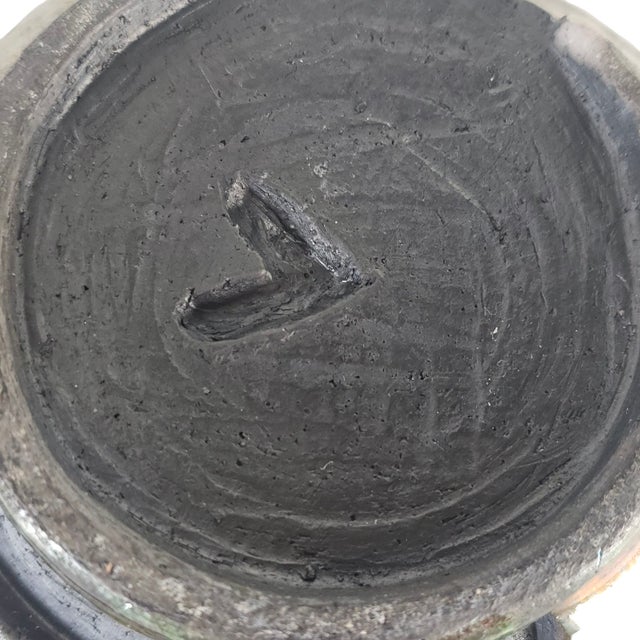 Vintage Studio Art Pottery – Iridescent Green & Purple Modern Deco Bowl, Signed 6.5” For Sale - Image 9 of 9