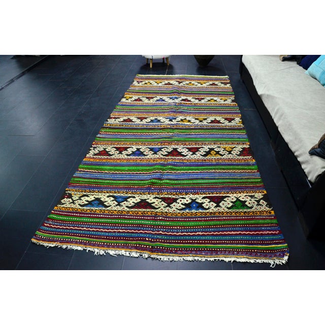 Vintage Turkish Handmade Kilim Rug For Sale - Image 4 of 11