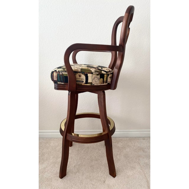 Cherry Wood Custom Swivel Bar Stool Ethan Allen Style Vintage "Mint" Condition. For Sale In Denver - Image 6 of 12