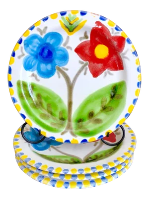 Giovanni DeSimone Italian Pottery Flower Plates- Set of 4