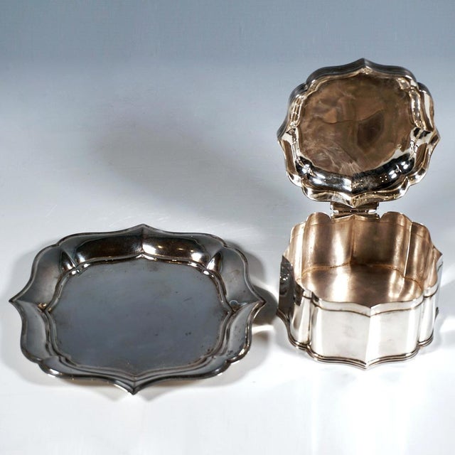 Antique Silver Tin on Presenter by J.M. Van Kempen en Zonen, Netherlands, 1872, Set of 2 For Sale - Image 4 of 10