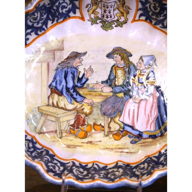 Late 19th Century 19th Century French Painted Faience Porquier Beau Quimper Wall Bowl / Vide-Poche For Sale - Image 5 of 7