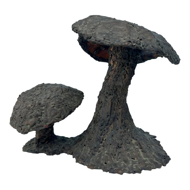 Vintage Copper Sculpture of Mushrooms For Sale