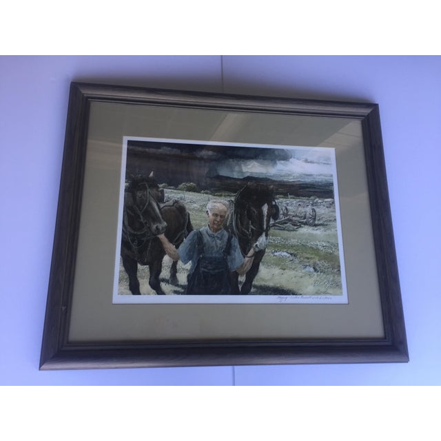 This beautiful historical watercolor print by artist Robert Fletcher shows farmer Luther Barrett with His Team from High...
