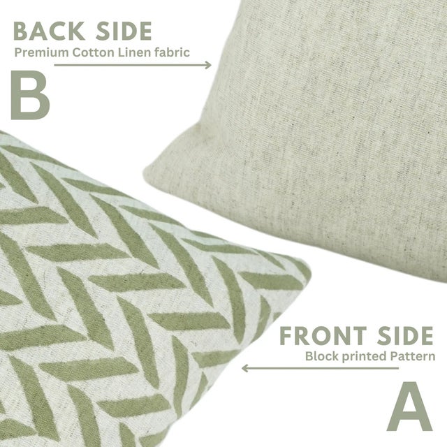 Fabdivine Indian Block Print Cushion Cover 16x16 Inch Cotton Linen-Jheel For Sale - Image 4 of 5