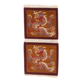 Matching Pair of Vintage Tibetan Rugs, 01'07 X 03'01 For Sale