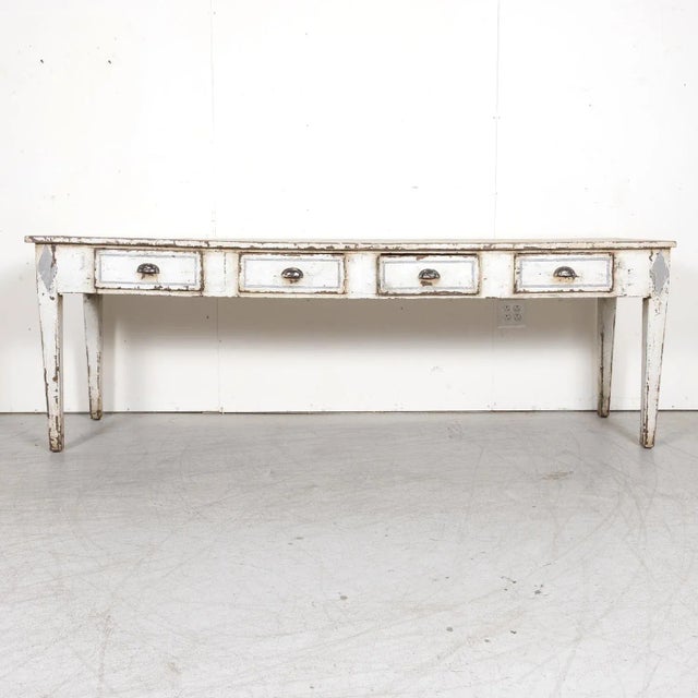 Contemporary 19th Century French Louis XVI Style Painted Console or Sofa Table For Sale - Image 3 of 12