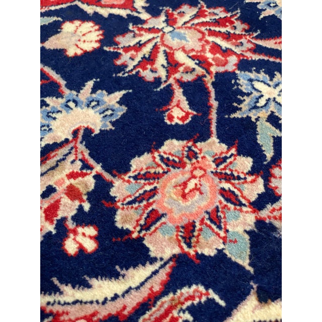 Navy Blue Fine Hand Knotted Kashan 7'8'' X 9'11'' For Sale - Image 10 of 12