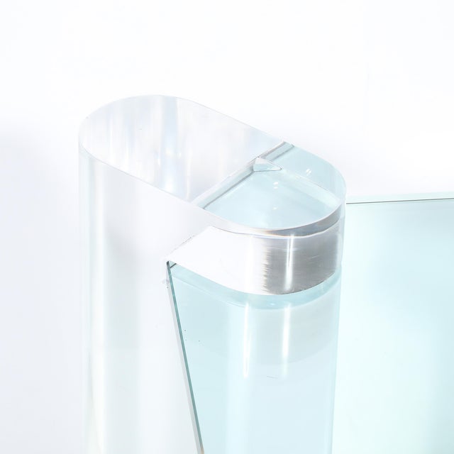 Mid-Century Lucite Bullet-Form Supports & Glass Coffee Table by Karl Springer For Sale In New York - Image 6 of 10