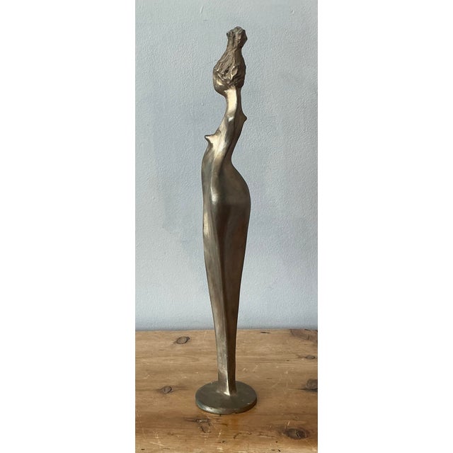 Vintage Brass Abstract Figurative of Woman For Sale - Image 4 of 12
