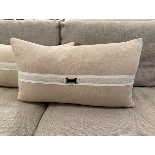 Thom Filicia Thom Filicia Home Collection Frost Buckle Lumbar Pillows, Pair For Sale - Image 4 of 12