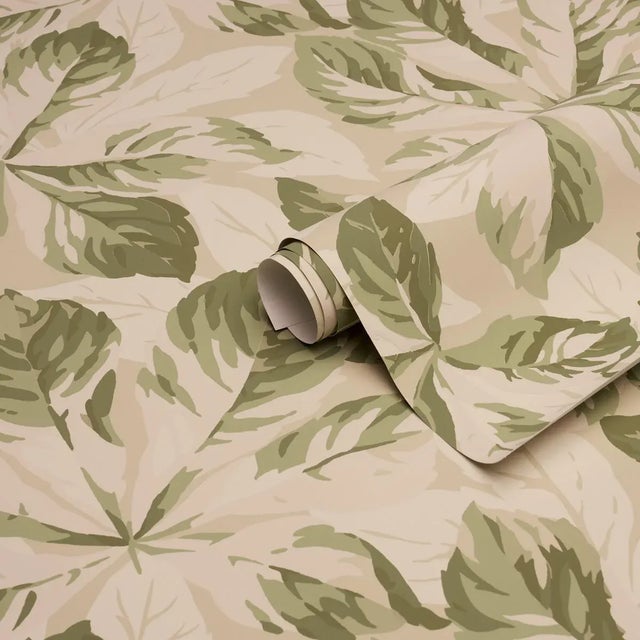 Schumacher Schumacher Arboreal Handprint Wallpaper In Leaf For Sale - Image 4 of 5