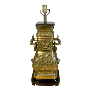 Mid 20th Century Brass Chinese Wine Vessel 'Hu' Vase, Now as a Lamp