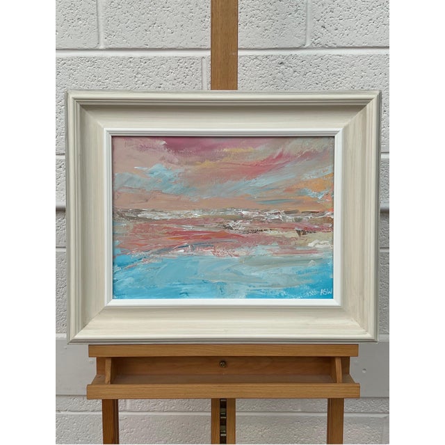 Pink & Blue Abstract Impressionist Painting by Contemporary British Artist 2022 For Sale - Image 6 of 12