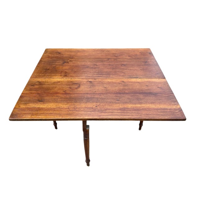 Wood Early 19th Century Antique Pennsylvania Walnut Country Drop Leaf Bakers Table With Large Drawer For Sale - Image 7 of 12