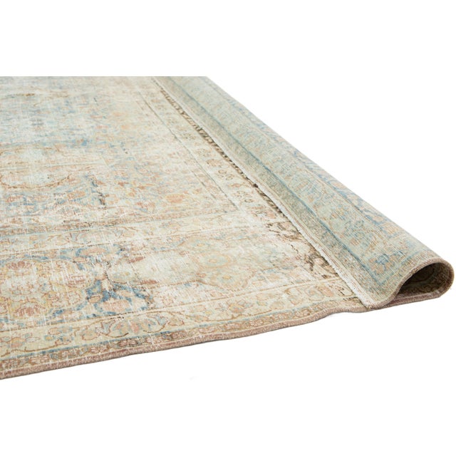 Blue Antique Persian Tabriz Wool Rug With Allover Design From the 1900s For Sale - Image 4 of 11