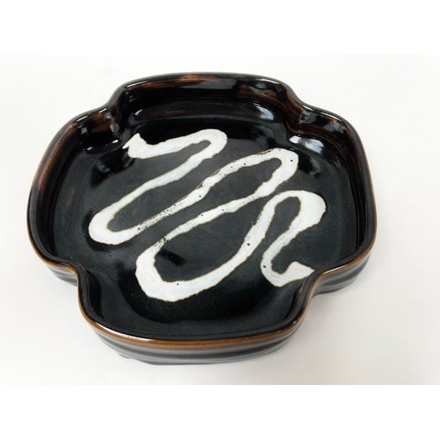 Coffee Vintage Japanese Glazed Pottery Sweets Tray For Sale - Image 8 of 9