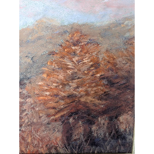 Farmhouse Original Autumn "Changing of the Leaves" Fauvist Landscape Pastel Drawing Framed For Sale - Image 3 of 9
