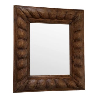 Vintage Carved Oak Mirror For Sale