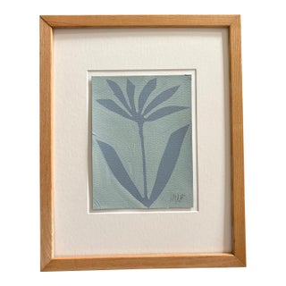 2025 Melina Thompson Botanical Tonal Blue Abstract Painting, Framed For Sale