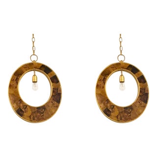 Currey & Co. Modern Porterdale Tiger Penshell Pendants Pair For Sale
