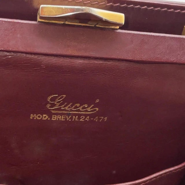A 1960s Gucci Vintage Red Leather and Brass Hardware Evening Bag For Sale - Image 12 of 18