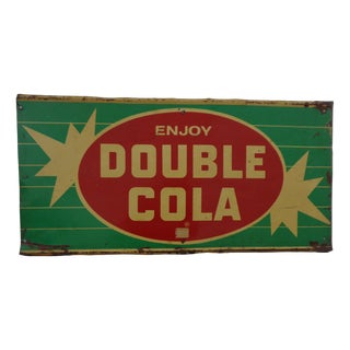 Tin Enjoy Double Cola Sign, USA, 1960s For Sale