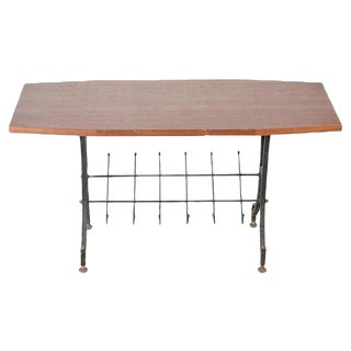Italian Wooden and Iron Coffee Table, 1960s For Sale