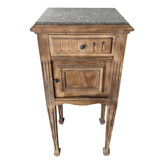 Neoclassical Side Table with Cabinet and Marble Top, France, 1940s For Sale