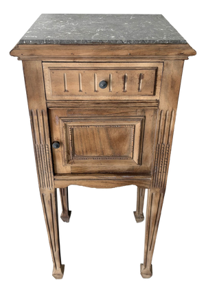 Neoclassical Side Table with Cabinet and Marble Top, France, 1940s