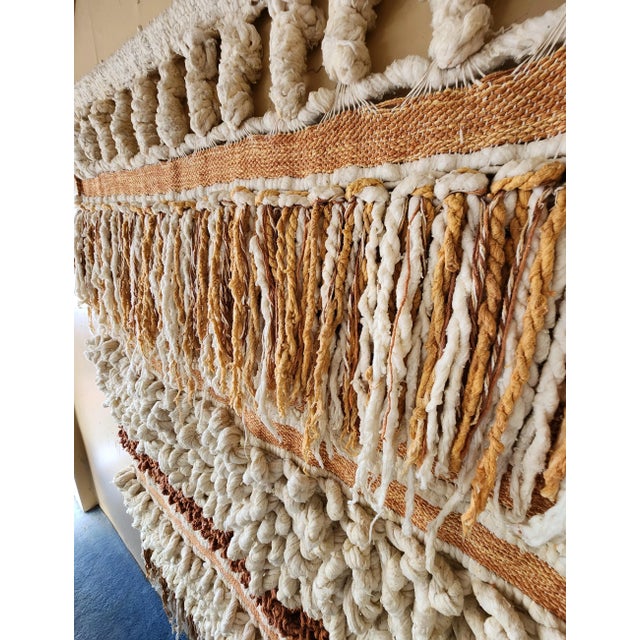 Textile Rare X-Large Vintage Mid-Century Modern Textile Art Wool Wall Hanging For Sale - Image 7 of 13