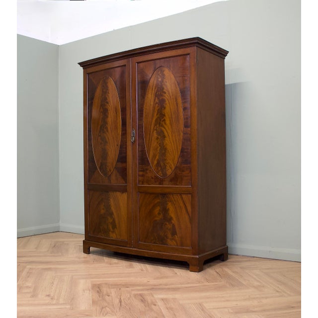 Antique Edwardian Bow Front Wardrobe, 1900s For Sale - Image 4 of 9