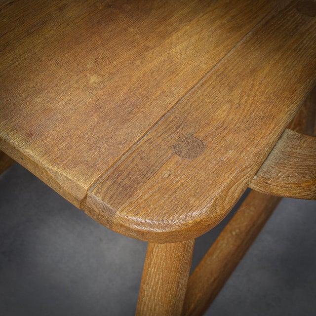 Brown Brutalist Oak Rocking Chair by De Puydt, 1970s For Sale - Image 8 of 9